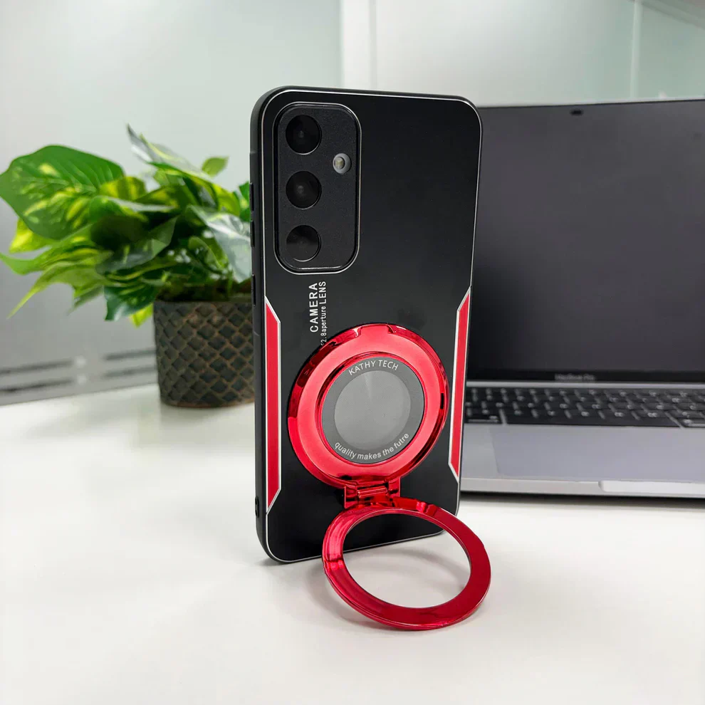 Samsung Galaxy A35 5G Original Luxury Aluminium Metal Magnifier Ring Stand Case - Image 3
