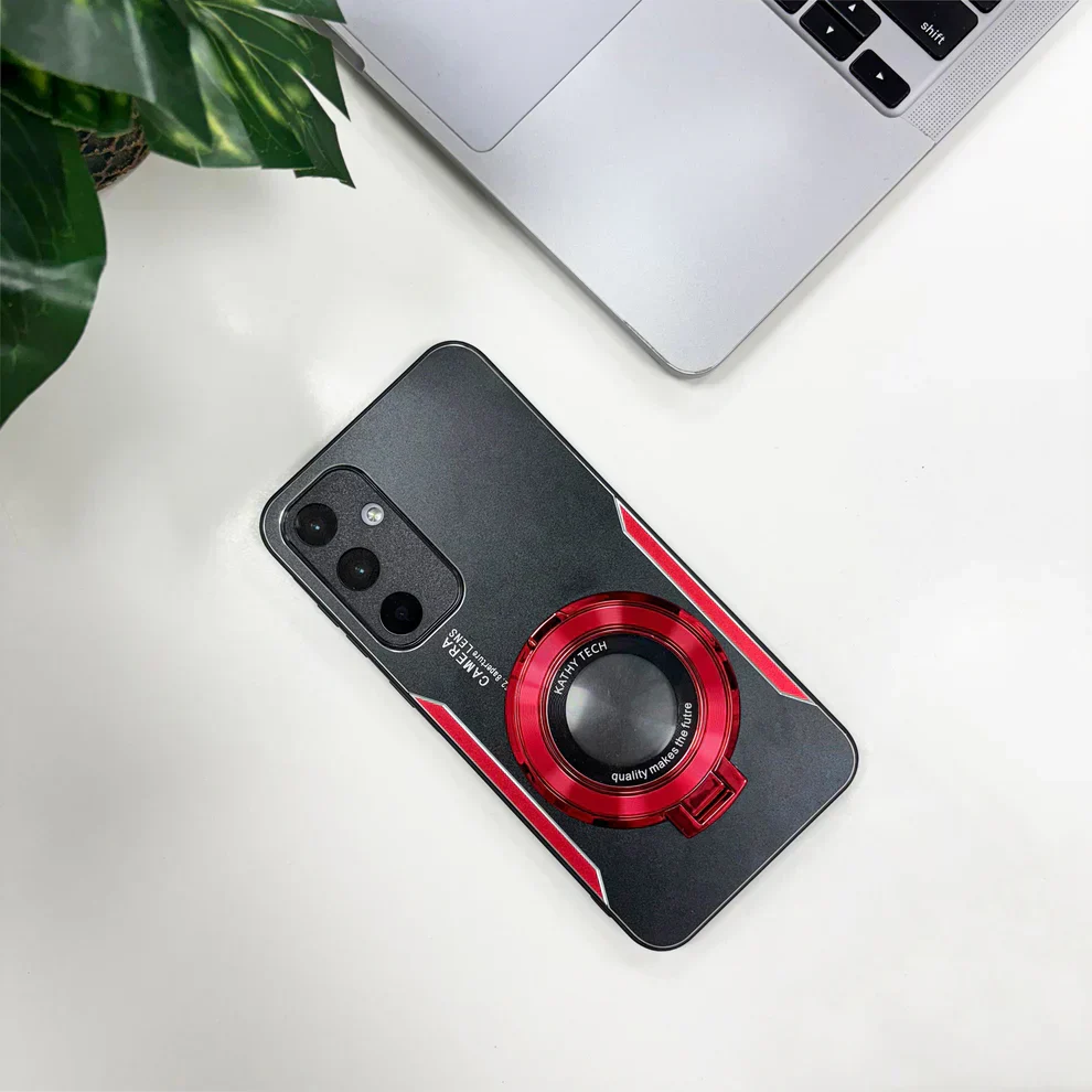 Samsung Galaxy A35 5G Original Luxury Aluminium Metal Magnifier Ring Stand Case - Image 4