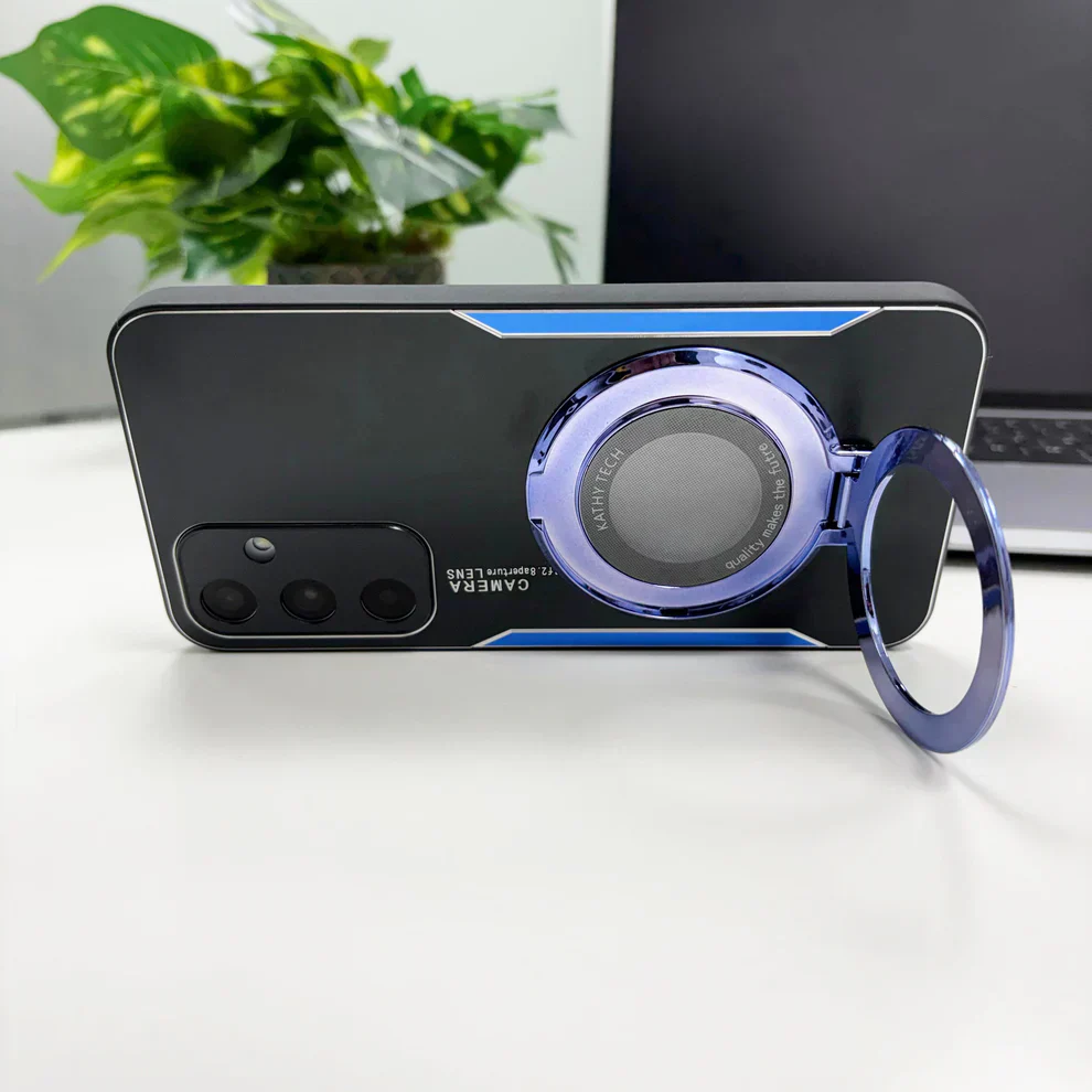 Samsung Galaxy A35 5G Original Luxury Aluminium Metal Magnifier Ring Stand Case - Image 5