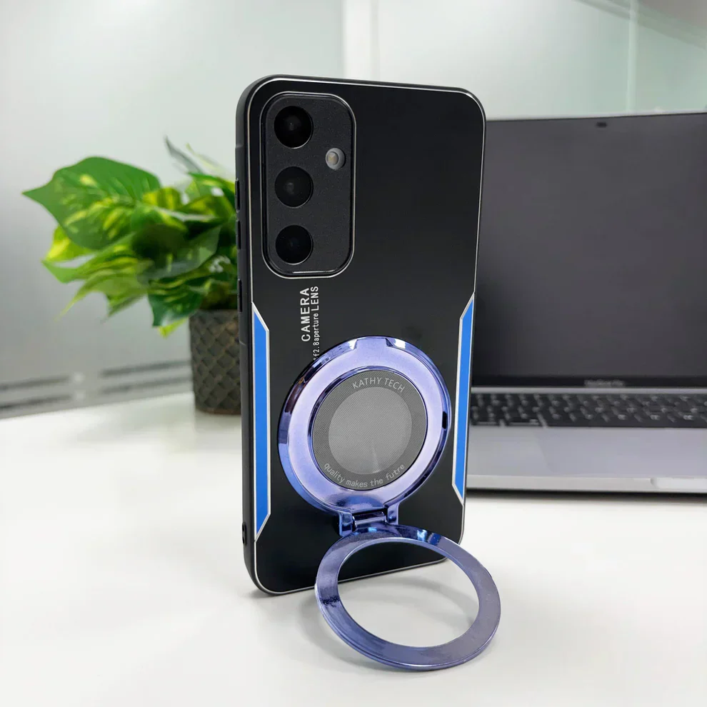 Samsung Galaxy A35 5G Original Luxury Aluminium Metal Magnifier Ring Stand Case - Image 6