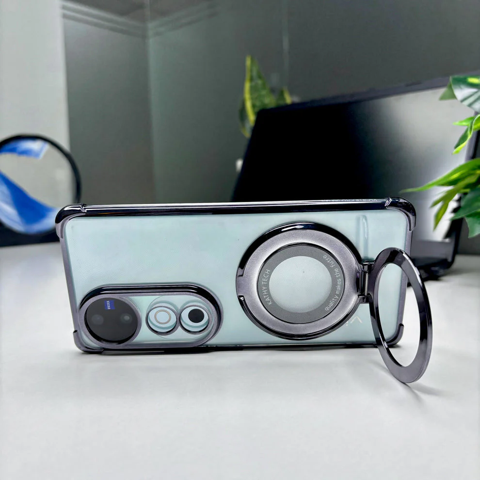 Vivo V40 Pro 5G Original Luxury Magnifier Ring Stand Shockproof Airbags Corner Case - Image 5