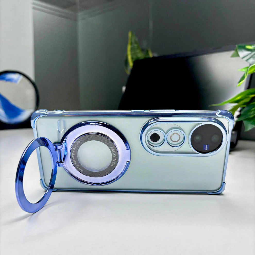 Vivo V40 Pro 5G Original Luxury Magnifier Ring Stand Shockproof Airbags Corner Case - Image 8