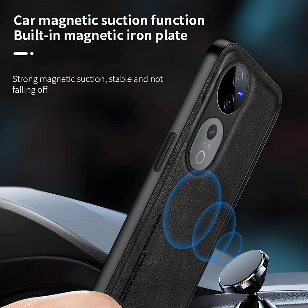 Vivo V40 Pro 5G Skin Feel Shockproof Magnetic Phone PU Leather Case - Image 4